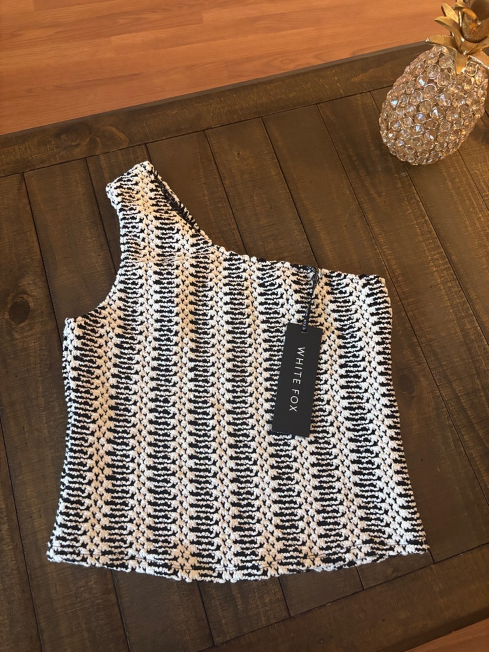 Black & White One-Shoulder Knit Top